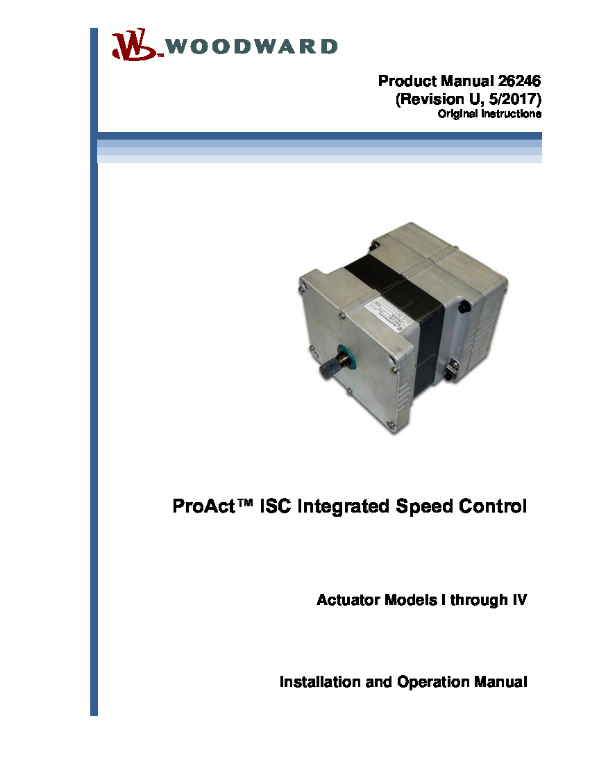 First Page Image of 8235-350 26246 ProAct ISC Integrated Speed Control Actuator Models I through IV.pdf